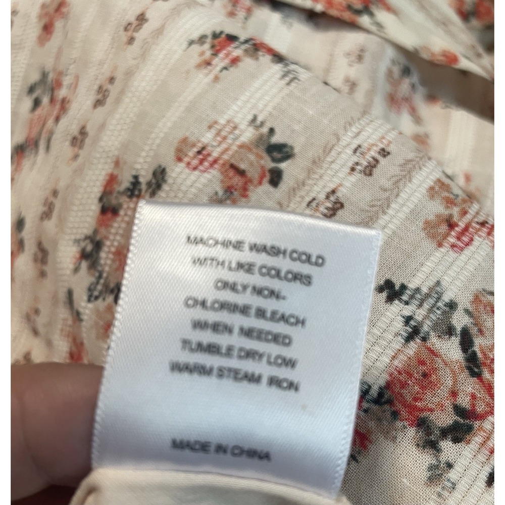 NWT A Loves A Tie Scoop Neck Short Puff Sleeve Floral Belted Midi Dress Large - Picture 10 of 12
